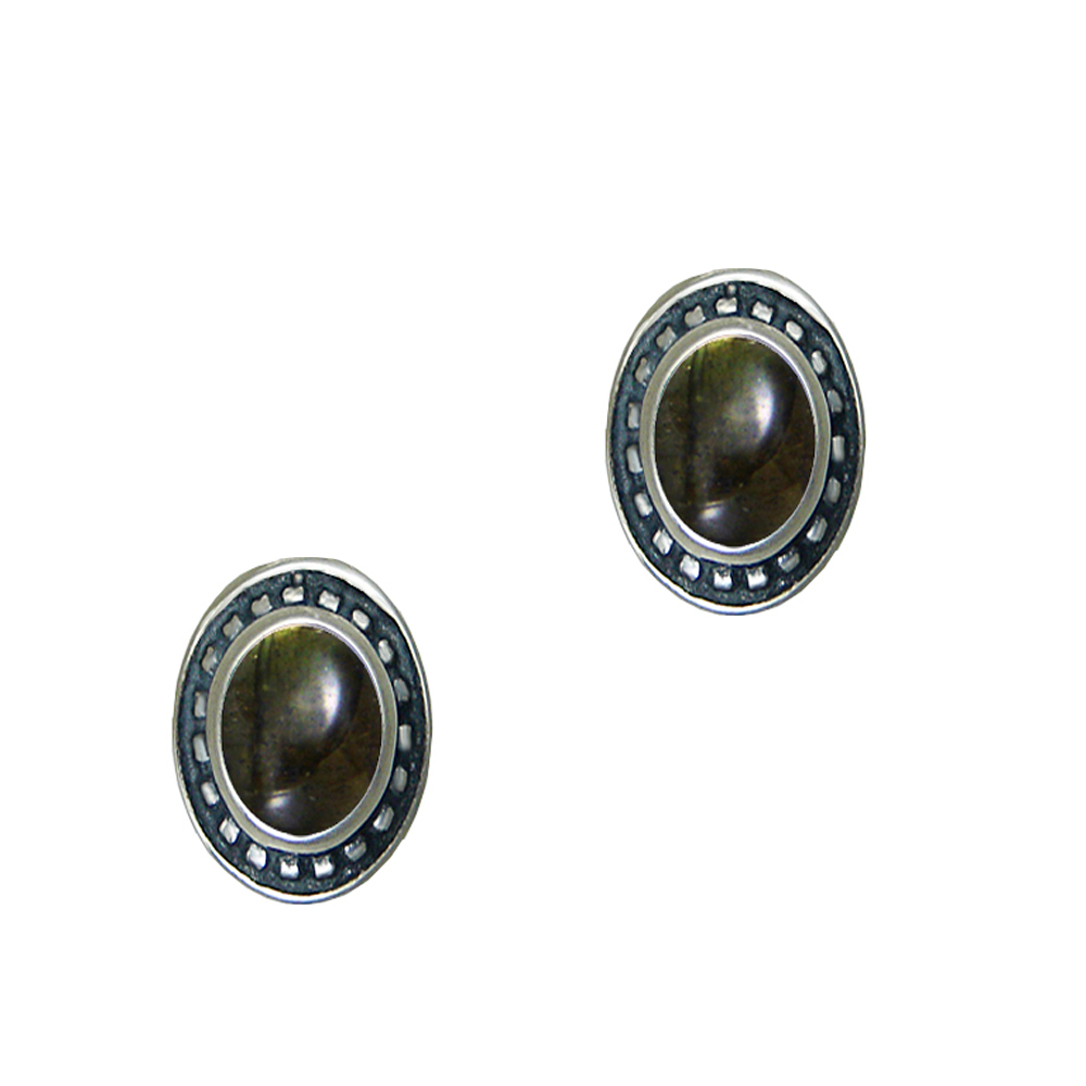 Sterling Silver Spectrolite Post Stud Earrings